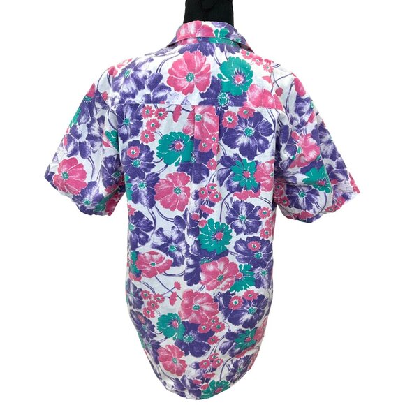 VINTAGE 90s Floral Short Sleeve Blouse - Picture 5 of 7
